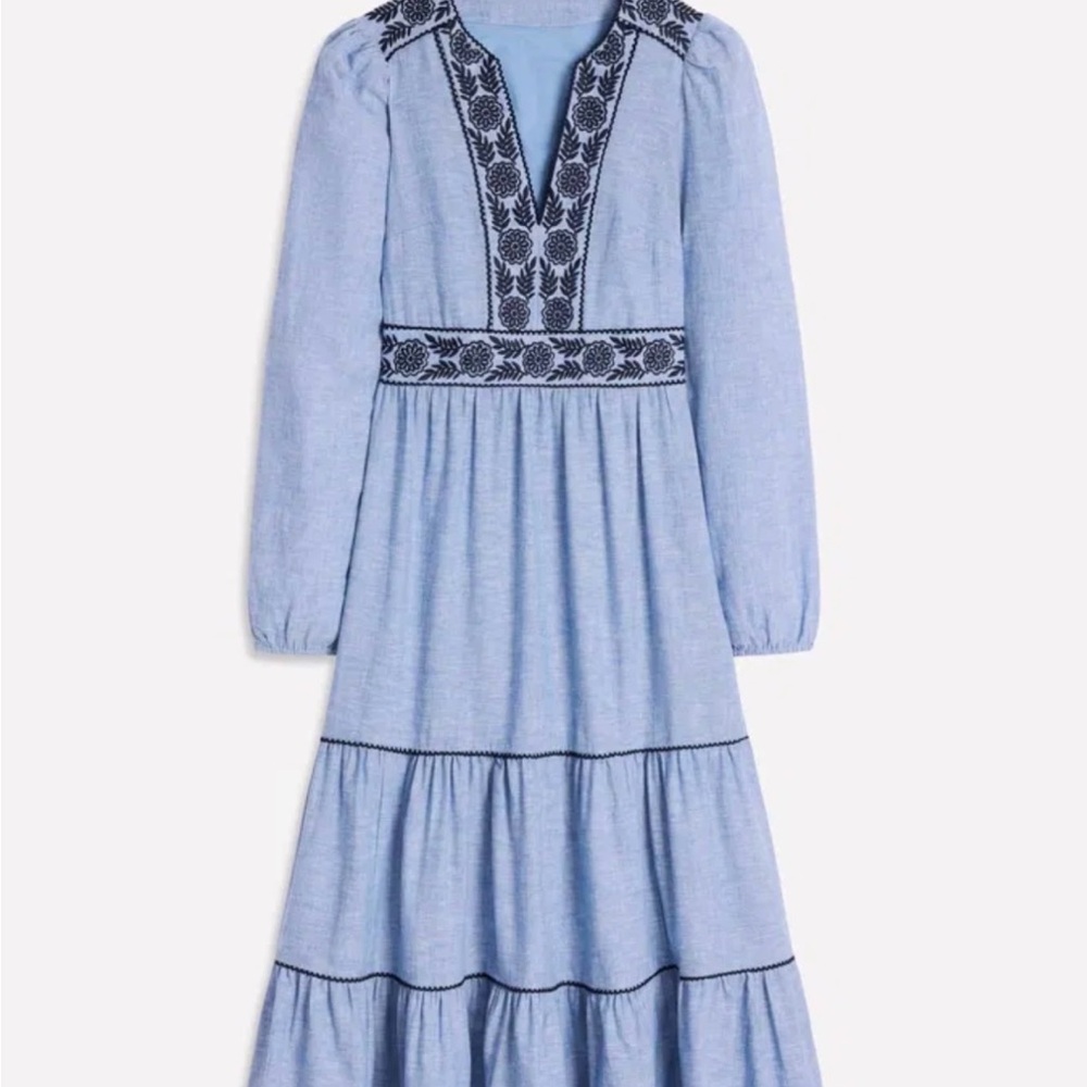 Boden dress NEW US 6 Violet midi dress blue linen blend stunning dress sold out